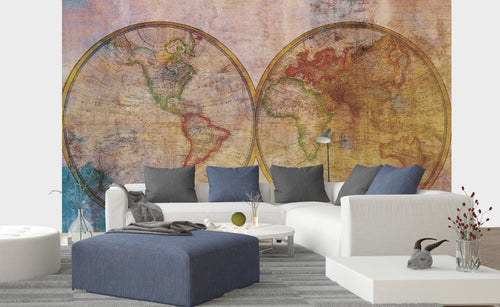 Dimex Wold Map Abstract II Fotobehang 375x250cm 5 banen sfeer | Yourdecoration.be