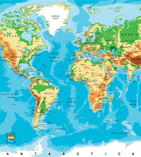 Dimex World Map Fotobehang 225x250cm 3 banen | Yourdecoration.be