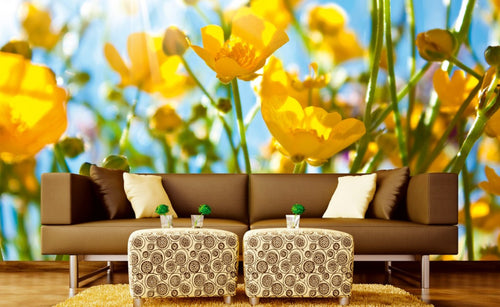 Dimex Yellow Flowers Fotobehang 375x250cm 5 banen Sfeer | Yourdecoration.be