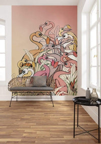 Komar Flamingos and Lillys Vlies Fotobehang 200x280cm 4 banen | Yourdecoration.be