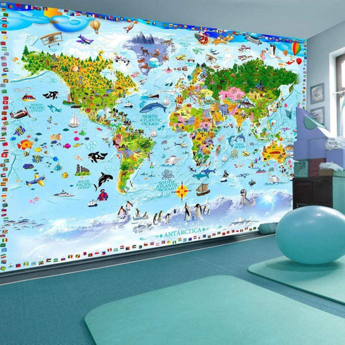 Artgeist World Map for Kids Vlies Fotobehang Sfeer | Yourdecoration.be