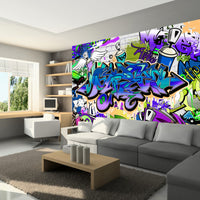 Fotobehang - Graffiti Violet Theme - Vliesbehang