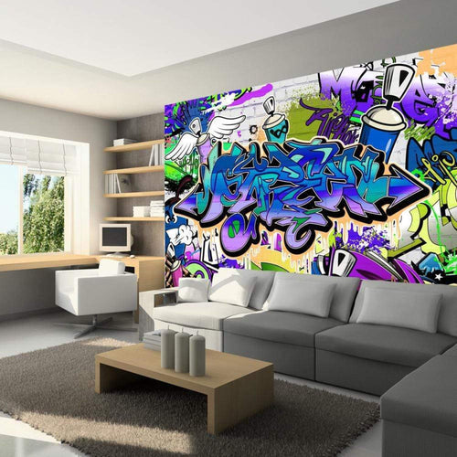 Artgeist Graffiti Violet Theme Vlies Fotobehang Sfeer | Yourdecoration.be