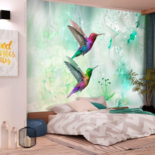 Artgeist Colourful Hummingbirds Green Vlies Fotobehang Sfeer | Yourdecoration.be
