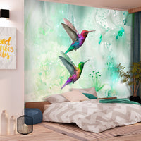 Fotobehang - Colourful Hummingbirds Green - Vliesbehang