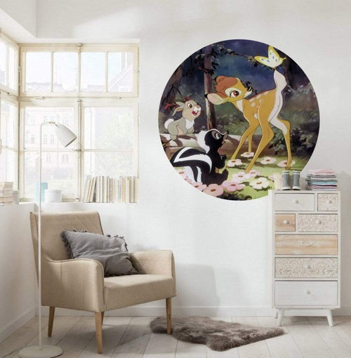 Komar Bambi Butterfly Zelfklevend Fotobehang 125x125cm Rond Sfeer | Yourdecoration.be