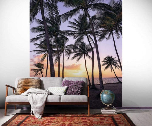 Komar Palmtrees on Beach Vlies Fotobehang 200x250cm 2 banen Sfeer | Yourdecoration.be